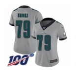 Women's Philadelphia Eagles #79 Brandon Brooks Limited Silver Inverted Legend 100th Season Football Jersey