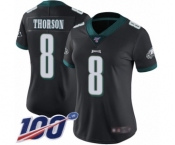 Women's Philadelphia Eagles #8 Clayton Thorson Black Alternate Vapor Untouchable Limited Player 100th Season Football Jersey