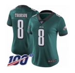 Women's Philadelphia Eagles #8 Clayton Thorson Midnight Green Team Color Vapor Untouchable Limited Player 100th Season Football Jersey