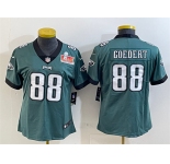 Women's Philadelphia Eagles #88 Dallas Goedert Green 2025 Super Bowl LIX Patch Vapor Untouchable Limited Stitched Football Jersey