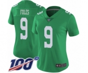 Women's Philadelphia Eagles #9 Nick Foles Limited Green Rush Vapor Untouchable 100th Season Football Jersey