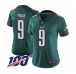 Women's Philadelphia Eagles #9 Nick Foles Midnight Green Team Color Vapor Untouchable Limited Player 100th Season Football Jersey