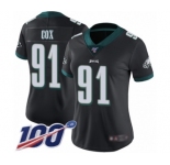 Women's Philadelphia Eagles #91 Fletcher Cox Black Alternate Vapor Untouchable Limited Player 100th Season Football Jersey