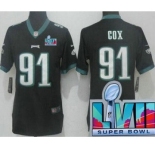 Women's Philadelphia Eagles #91 Fletcher Cox Limited Black Super Bowl LVII Vapor Jersey