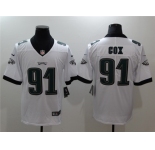 Women's Philadelphia Eagles #91 Fletcher Cox White Stitched Football Jersey