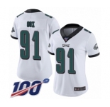 Women's Philadelphia Eagles #91 Fletcher Cox White Vapor Untouchable Limited Player 100th Season Football Jersey