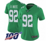 Women's Philadelphia Eagles #92 Reggie White Limited Green Rush Vapor Untouchable 100th Season Football Jersey