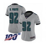 Women's Philadelphia Eagles #92 Reggie White Limited Silver Inverted Legend 100th Season Football Jersey