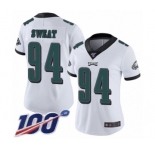 Women's Philadelphia Eagles #94 Josh Sweat White Vapor Untouchable Limited Player 100th Season Football Jersey