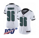 Women's Philadelphia Eagles #96 Derek Barnett White Vapor Untouchable Limited Player 100th Season Football Jersey