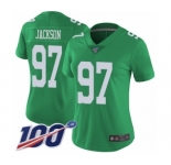 Women's Philadelphia Eagles #97 Malik Jackson Limited Green Rush Vapor Untouchable 100th Season Football Jersey