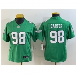 Women's Philadelphia Eagles #98 Jalen Carter Green 2023 F.U.S.E. Stitched Football Jersey