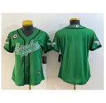 Women's Philadelphia Eagles Blank Green With 3-Star C Cool Base Stitched Baseball Jersey
