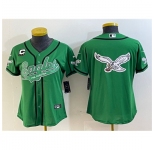 Women's Philadelphia Eagles Green Team Big Logo With 3-Star C Cool Base Stitched Baseball Jerseys