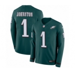 Youth Nike Philadelphia Eagles #1 Cameron Johnston Limited Green Therma Long Sleeve NFL Jersey