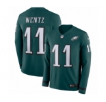 Youth Nike Philadelphia Eagles #11 Carson Wentz Limited Green Therma Long Sleeve NFL Jersey