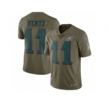 Youth Nike Philadelphia Eagles #11 Carson Wentz Limited Olive 2017 Salute to Service NFL Jersey
