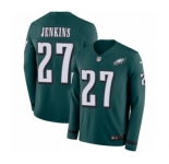 Youth Nike Philadelphia Eagles #27 Malcolm Jenkins Limited Green Therma Long Sleeve NFL Jersey