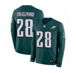 Youth Nike Philadelphia Eagles #28 Wendell Smallwood Limited Green Therma Long Sleeve NFL Jersey