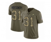 Youth Nike Philadelphia Eagles #31 Wilbert Montgomery Limited Olive Camo 2017 Salute to Service NFL Jersey