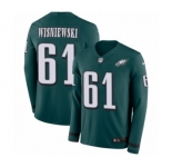 Youth Nike Philadelphia Eagles #61 Stefen Wisniewski Limited Green Therma Long Sleeve NFL Jersey