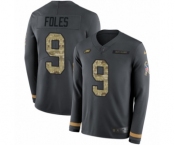 Youth Nike Philadelphia Eagles #9 Nick Foles Limited Black Salute to Service Therma Long Sleeve NFL Jersey