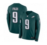Youth Nike Philadelphia Eagles #9 Nick Foles Limited Green Therma Long Sleeve NFL Jersey