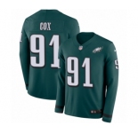 Youth Nike Philadelphia Eagles #91 Fletcher Cox Limited Green Therma Long Sleeve NFL Jersey
