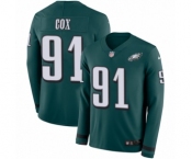 Youth Nike Philadelphia Eagles #91 Fletcher Cox Limited Green Therma Long Sleeve NFL Jersey