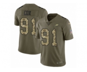 Youth Nike Philadelphia Eagles #91 Fletcher Cox Limited Olive Camo 2017 Salute to Service NFL Jersey