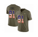 Youth Nike Philadelphia Eagles #91 Fletcher Cox Limited Olive USA Flag 2017 Salute to Service NFL Jersey