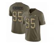 Youth Nike Philadelphia Eagles #95 Mychal Kendricks Limited Olive Camo 2017 Salute to Service NFL Jersey