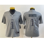 Youth Philadelphia Eagles #1 Jalen Hurts Gray Atmosphere Fashion Stitched Football Jersey