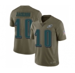 Youth Philadelphia Eagles #10 DeSean Jackson Limited Olive 2017 Salute to Service Football Jersey