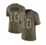 Youth Philadelphia Eagles #10 DeSean Jackson Limited Olive Camo 2017 Salute to Service Football Jersey