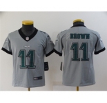 Youth Philadelphia Eagles #11 A. J. Brown Grey Inverted Legend Stitched Football Jersey
