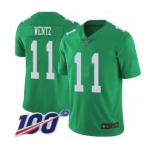 Youth Philadelphia Eagles #11 Carson Wentz Limited Green Rush Vapor Untouchable 100th Season Football Jersey