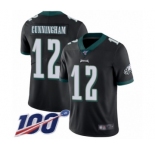 Youth Philadelphia Eagles #12 Randall Cunningham Black Alternate Vapor Untouchable Limited Player 100th Season Football Jersey
