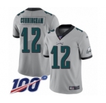 Youth Philadelphia Eagles #12 Randall Cunningham Limited Silver Inverted Legend 100th Season Football Jersey