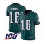 Youth Philadelphia Eagles #16 Mack Hollins Midnight Green Team Color Vapor Untouchable Limited Player 100th Season Football Jersey