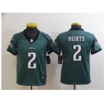 Youth Philadelphia Eagles #2 Jalen Hurts Green Alternate Vapor Untouchable Limited Jersey