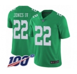 Youth Philadelphia Eagles #22 Sidney Jones Limited Green Rush Vapor Untouchable 100th Season Football Jersey
