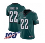 Youth Philadelphia Eagles #22 Sidney Jones Midnight Green Team Color Vapor Untouchable Limited Player 100th Season Football Jersey