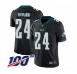 Youth Philadelphia Eagles #24 Jordan Howard Black Alternate Vapor Untouchable Limited Player 100th Season Football Jersey
