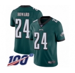 Youth Philadelphia Eagles #24 Jordan Howard Midnight Green Team Color Vapor Untouchable Limited Player 100th Season Football Jersey