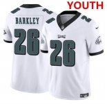 Youth Philadelphia Eagles #26 Saquon Barkley White 2023 F.U.S.E Vapor Untouchable Limited Football Stitched Jersey
