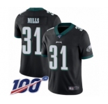 Youth Philadelphia Eagles #31 Jalen Mills Black Alternate Vapor Untouchable Limited Player 100th Season Football Jersey