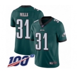 Youth Philadelphia Eagles #31 Jalen Mills Midnight Green Team Color Vapor Untouchable Limited Player 100th Season Football Jersey