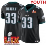 Youth Philadelphia Eagles #33 Cooper DeJean Black 2025 Super Bowl LIX Patch New F.U.S.E. Vapor Untouchable Limited Stitched Football Jersey