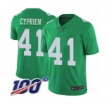 Youth Philadelphia Eagles #41 Johnathan Cyprien Limited Green Rush Vapor Untouchable 100th Season Football Jersey